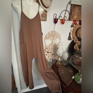 Overalls comfy NWOT TAUPE with pockets and adjustable straps